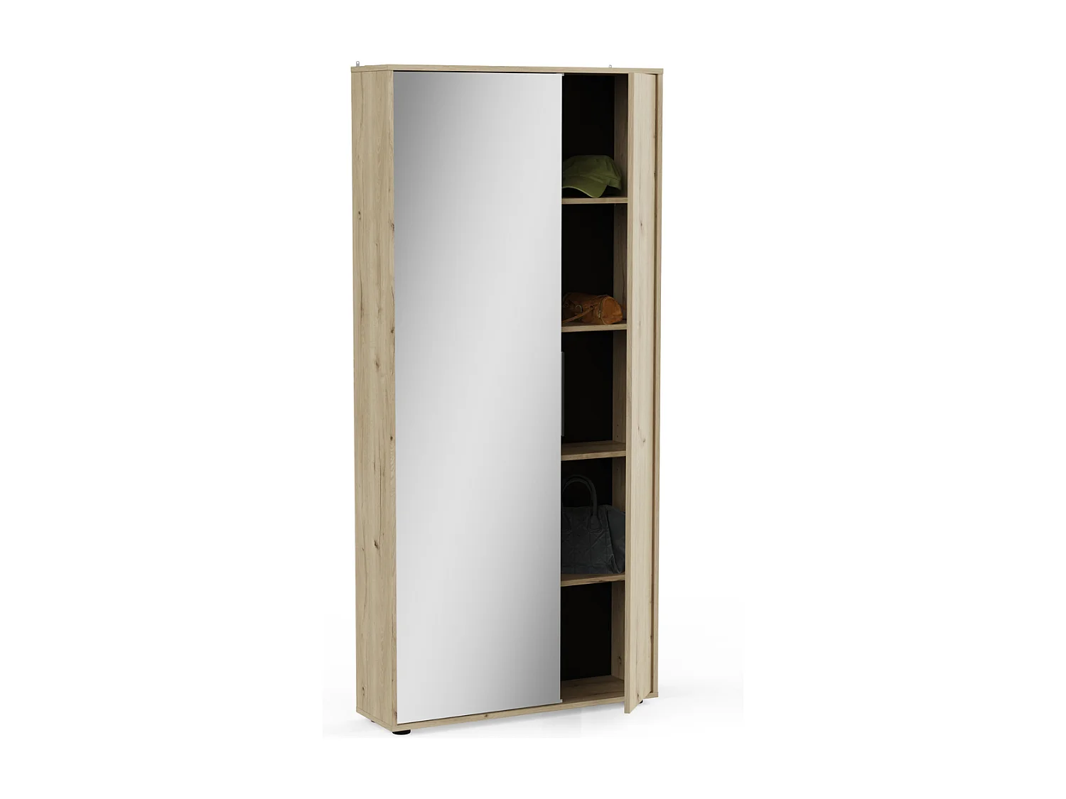 Armoire à chaussures 2 portes et 1 miroir L82,8 cm - EBONY