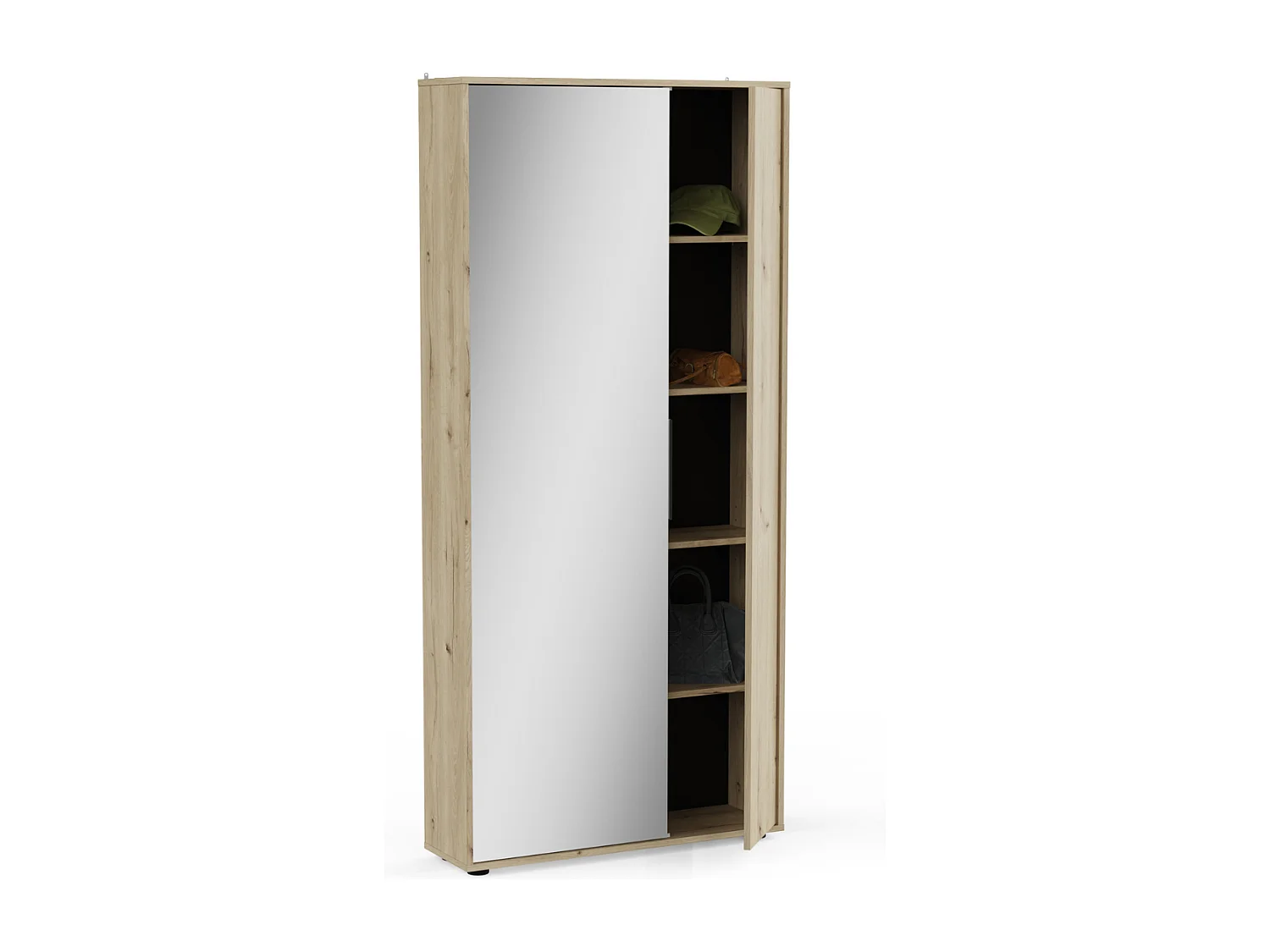 Armoire à chaussures 2 portes et 1 miroir L82,8 cm - EBONY