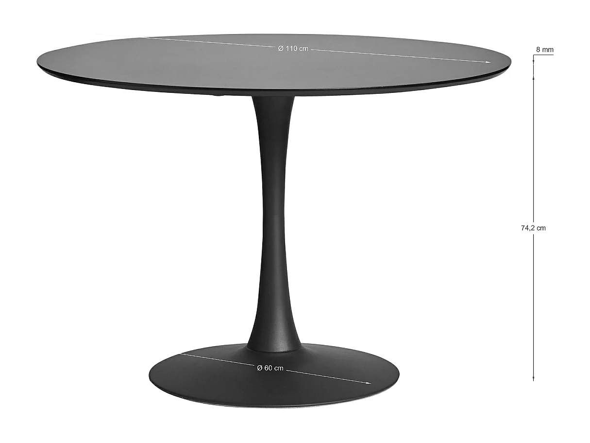 Mesa redonda em madeira e metal preto