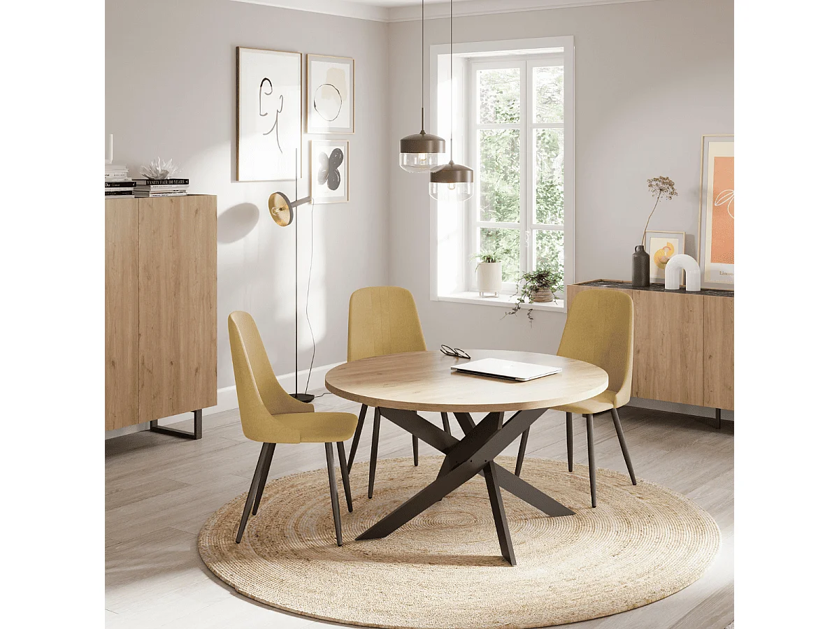 Ronde tafel met witte metalen poten L120 cm - THER