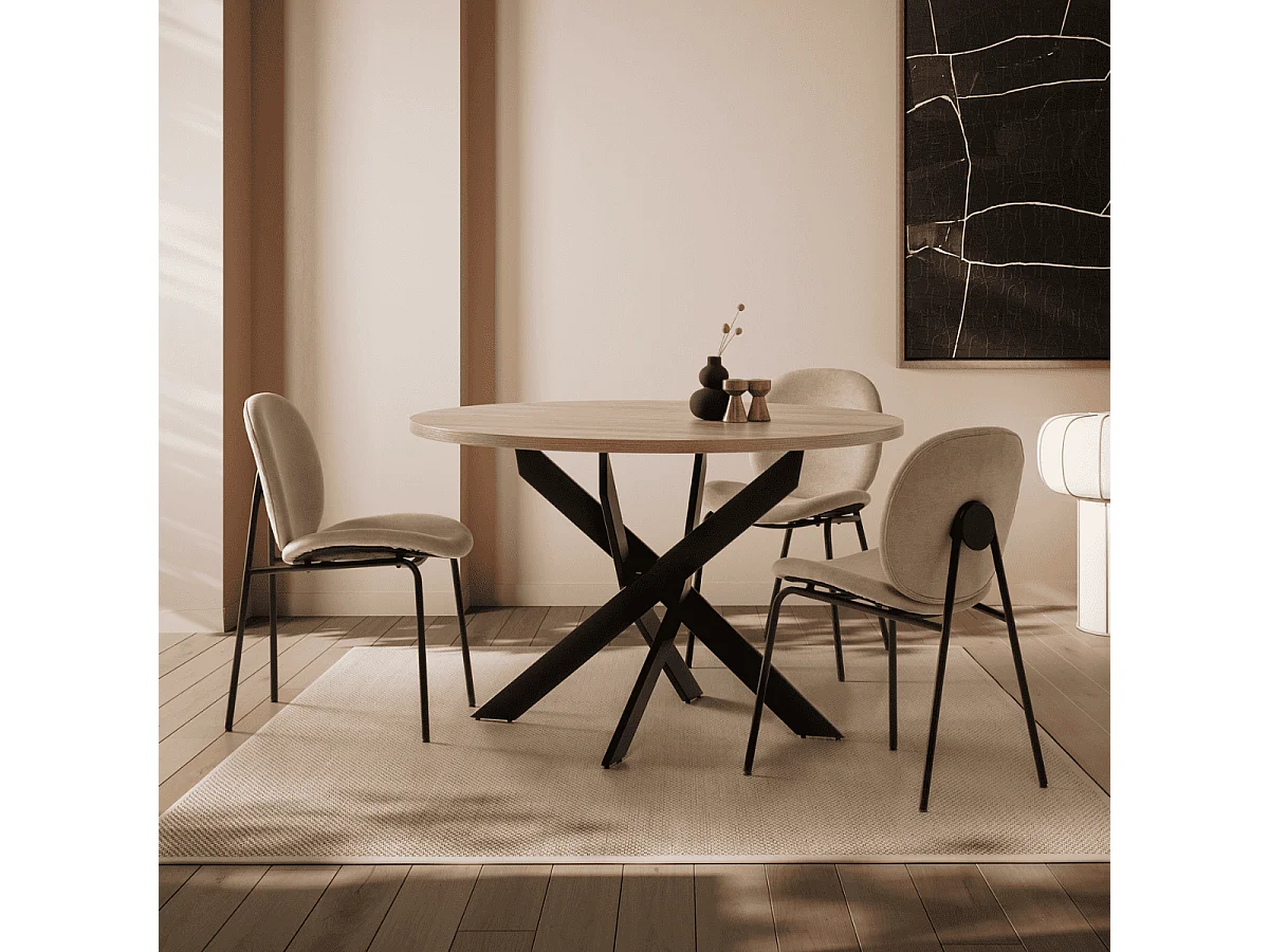 Ronde tafel met witte metalen poten L120 cm - THER