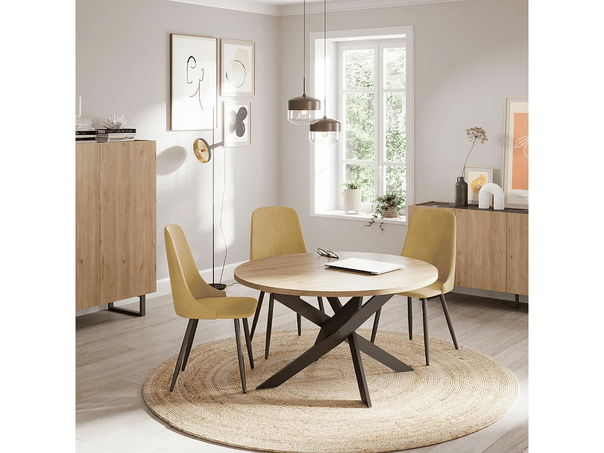 Ronde tafel met witte metalen poten L120 cm - THER