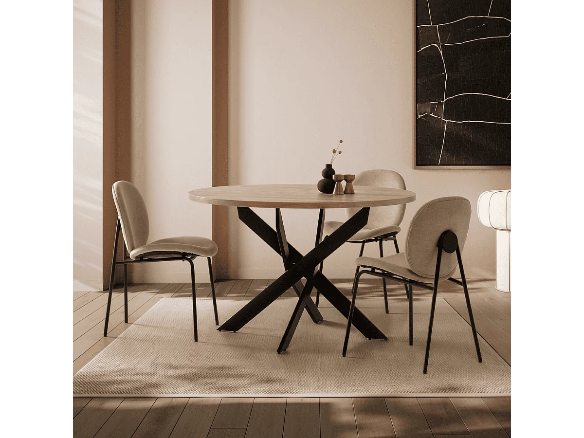 Ronde tafel met witte metalen poten L120 cm - THER