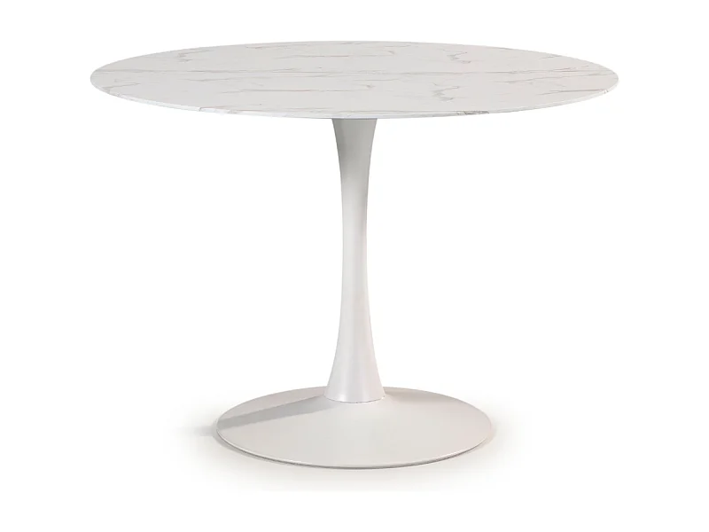 Ronde tafel met glazen blad in marmerlook L110 cm - ADA