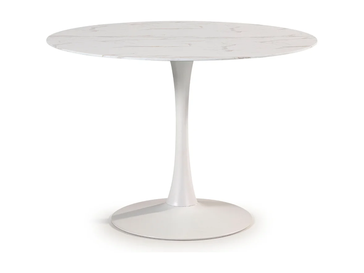 Table ronde avec plateau en verre imitation marbre  L110 cm - ADA