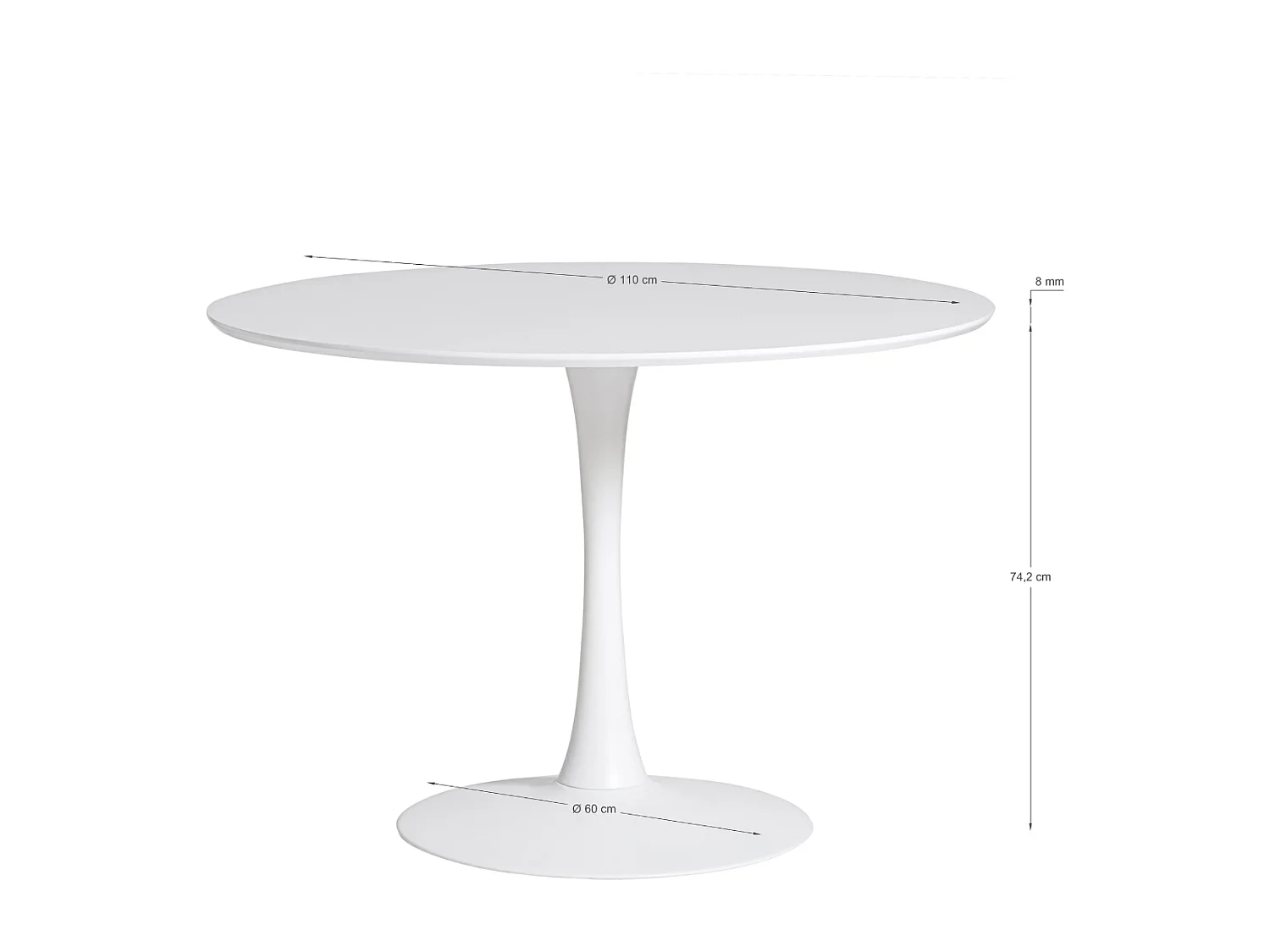 Table ronde pied métal diamètre 110 cm - ODA