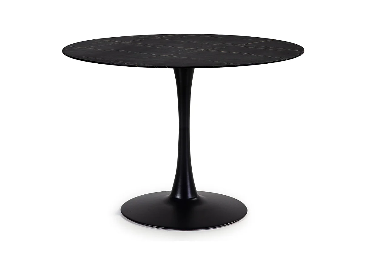 Table ronde avec plateau en verre imitation marbre  L110 cm - ADA