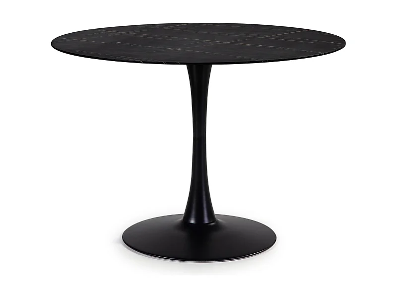 Table ronde avec plateau en verre imitation marbre  L110 cm - ADA