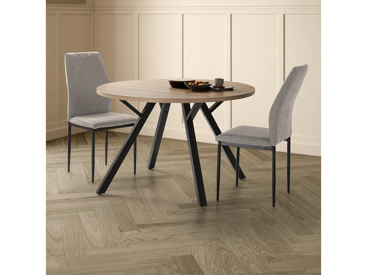 Ronde tafel met zwarte metalen poten L120 cm - BENI