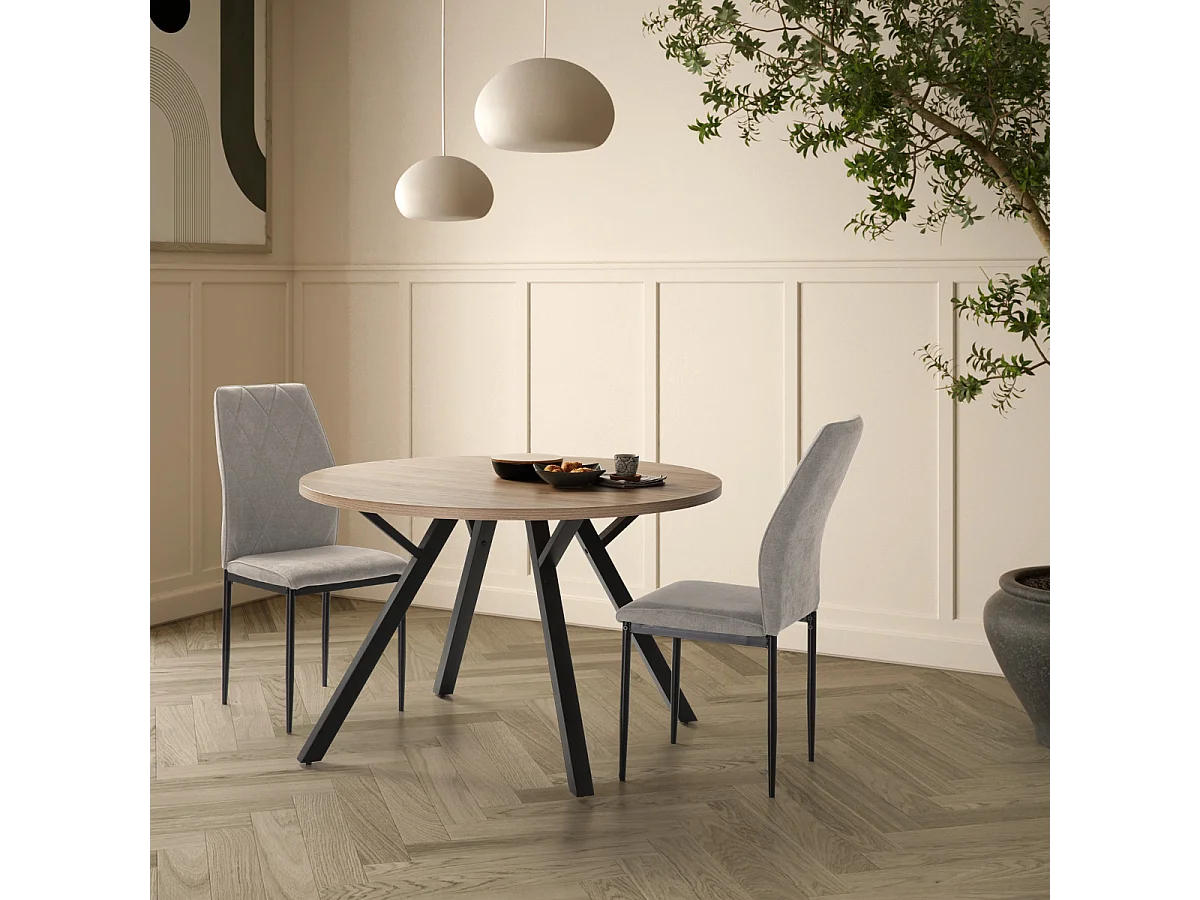 Ronde tafel met zwarte metalen poten L120 cm - BENI