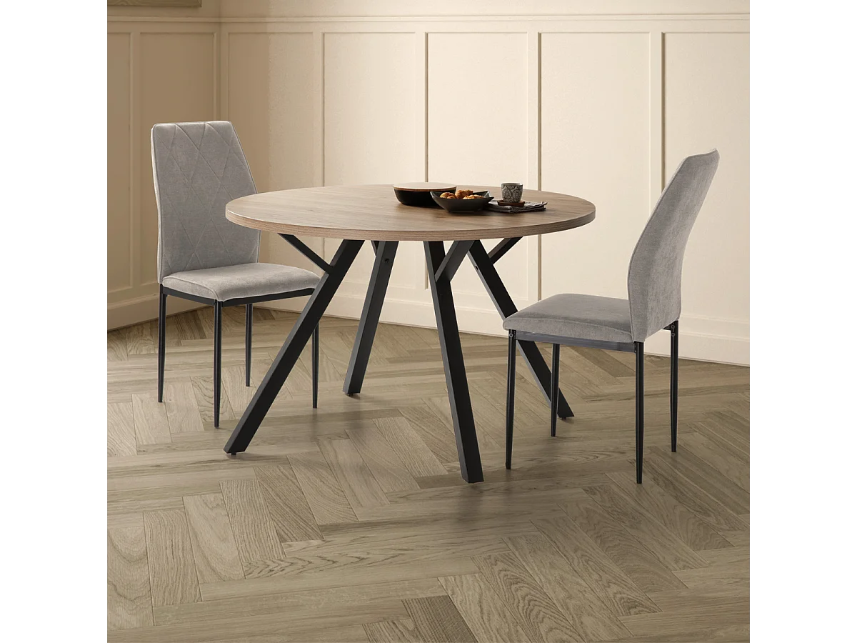 Ronde tafel met zwarte metalen poten L120 cm - BENI