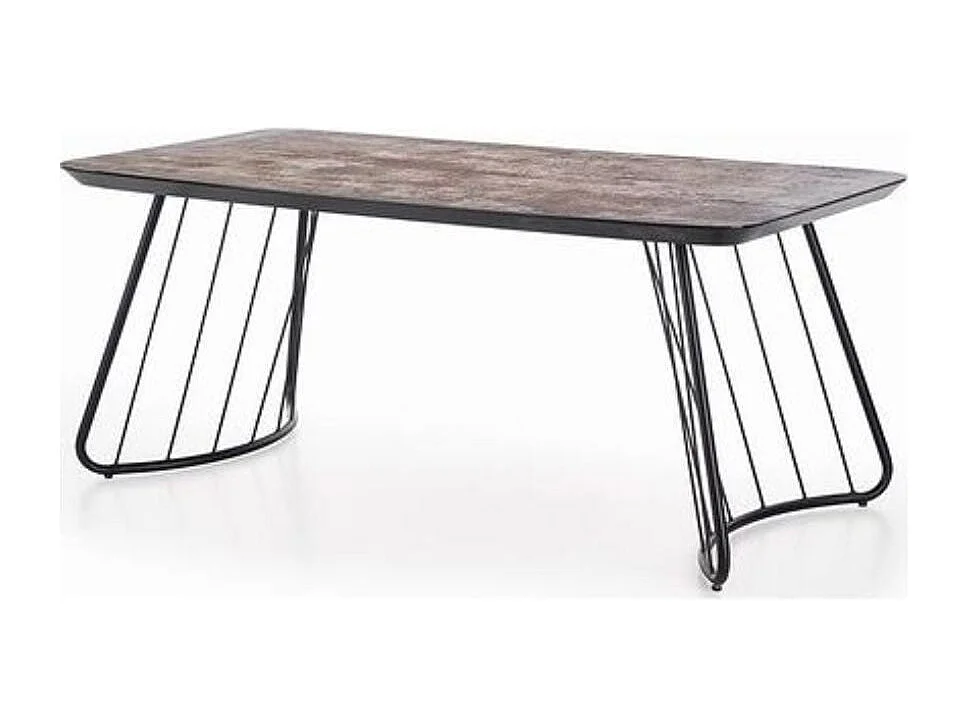 Tavolo industriale in vetro e metallo 180x90cm Inverno