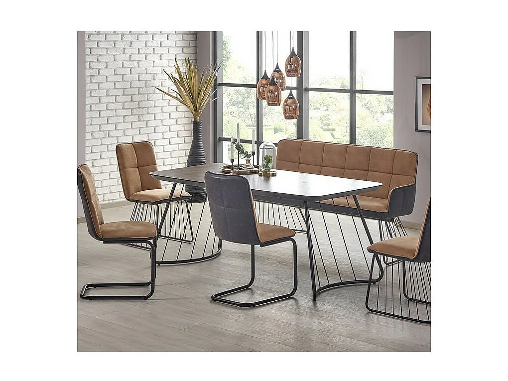 Tavolo industriale in vetro e metallo 180x90cm Inverno