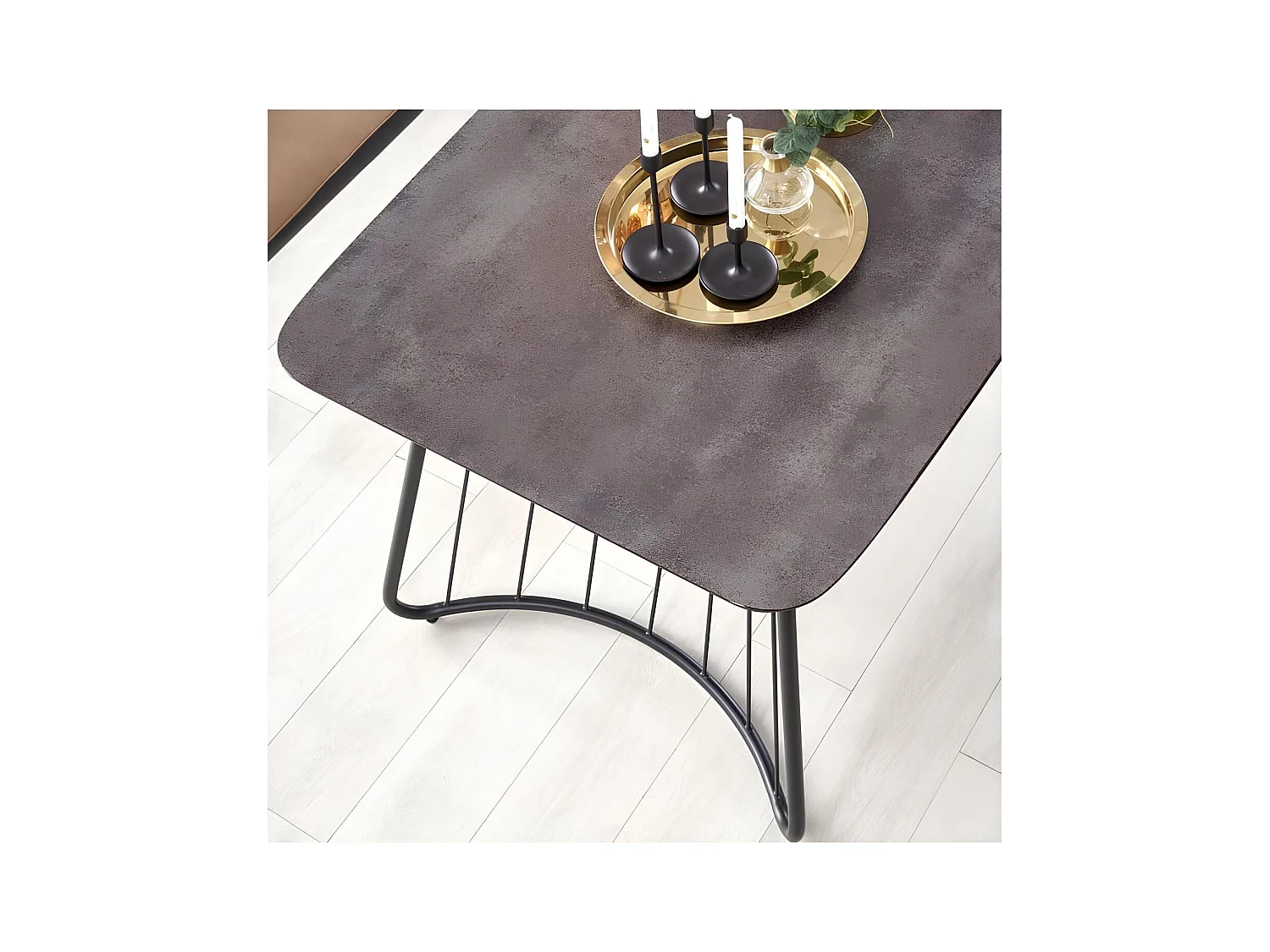 Table industrielle verre et métal 180x90cm Winter