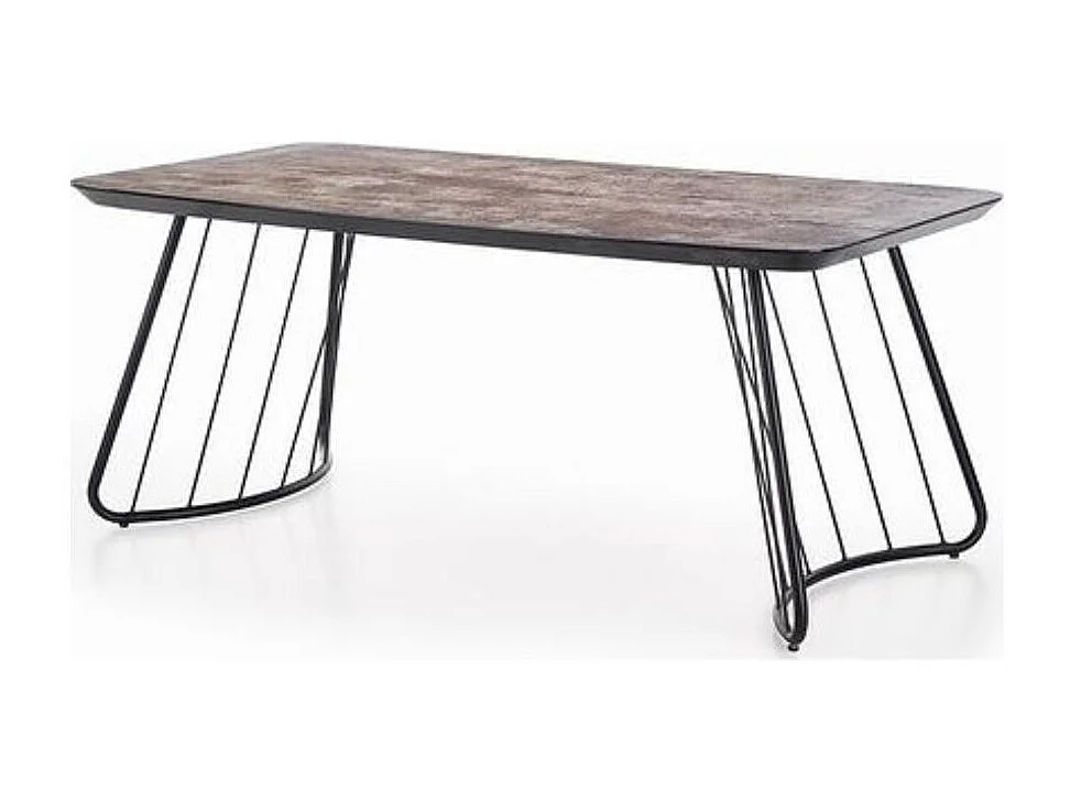 Mesa industrial de cristal y metal 180x90cm Invierno