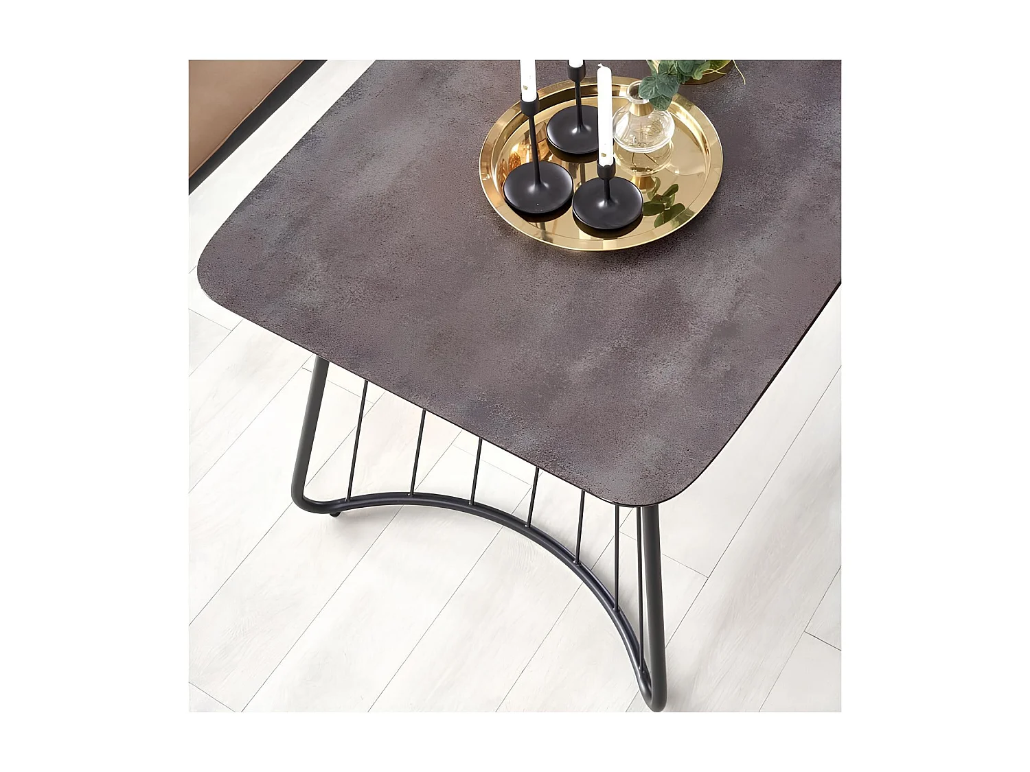 Mesa industrial de cristal y metal 180x90cm Invierno