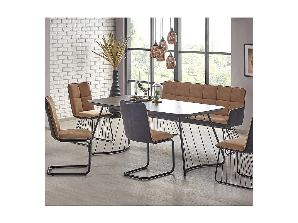 Mesa industrial de cristal y metal 180x90cm Invierno