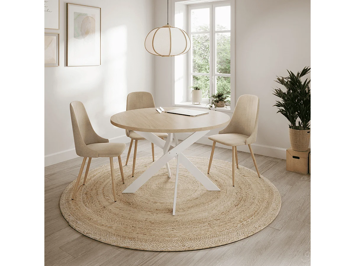 Ronde tafel met witte metalen poten L120 cm - THER