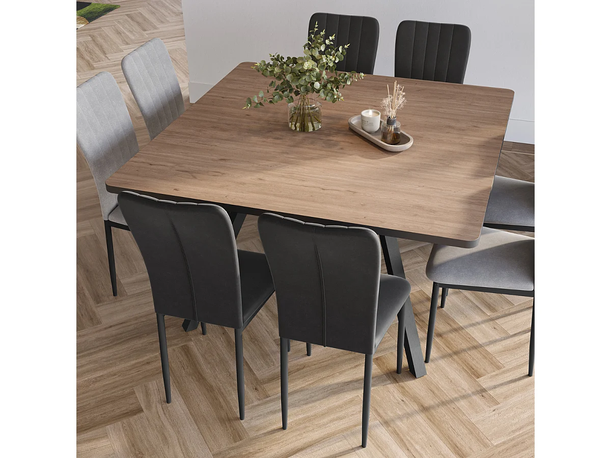 Table carrée avec pieds en métal noir L136 x l136 cm - BENI