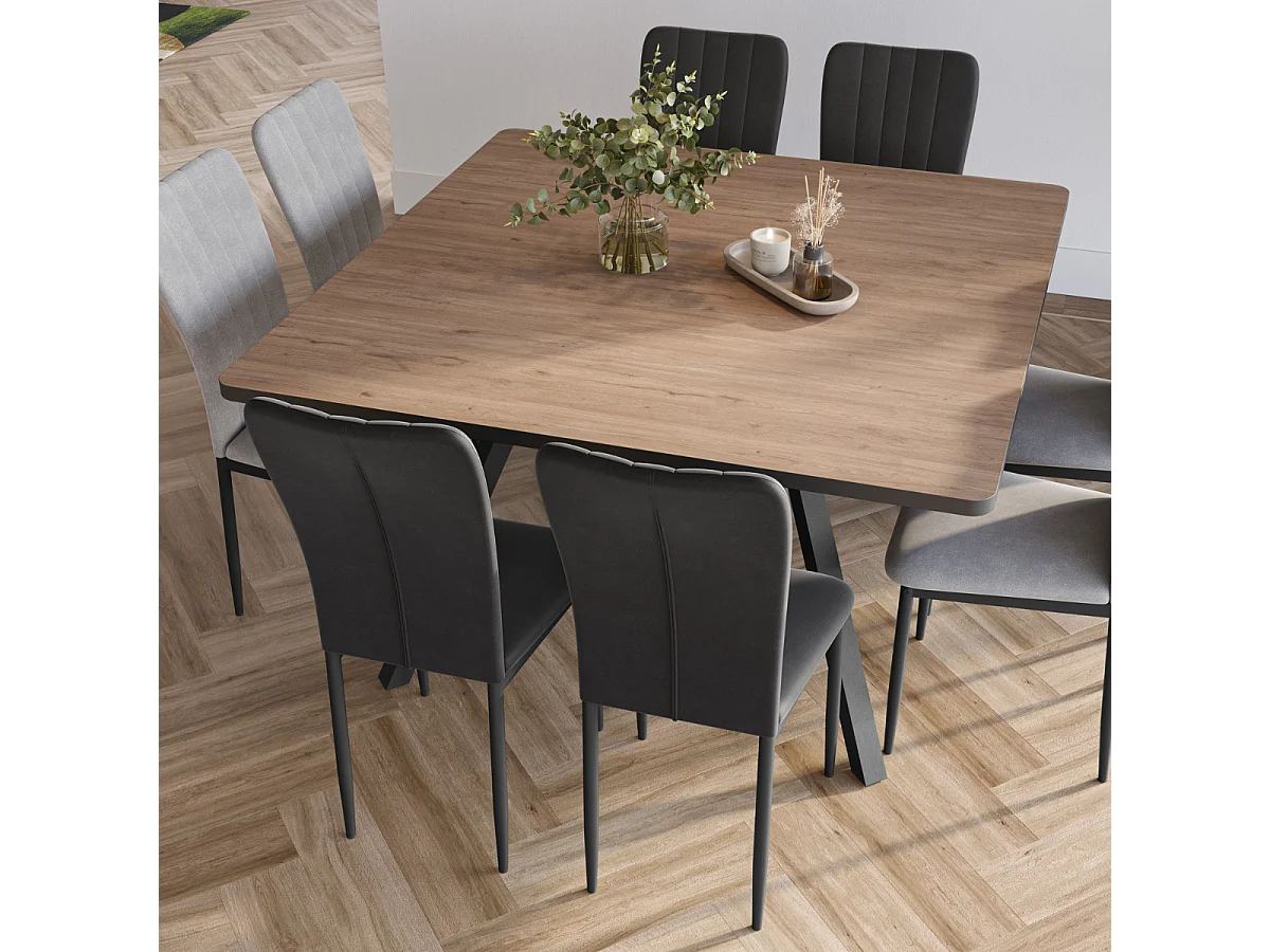 Table carrée avec pieds en métal noir L136 x l136 cm - BENI