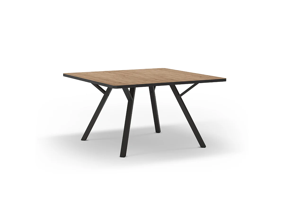 Table carrée avec pieds en métal noir L136 x l136 cm - BENI