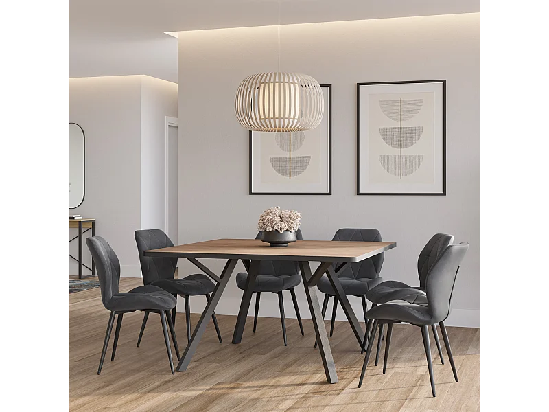 Table carrée avec pieds en métal noir L136 x l136 cm - BENI