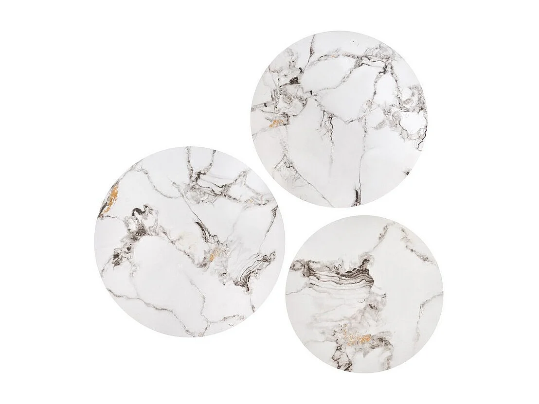 Ensemble de 3 tables basses gigognes aspect marbre blanc Foxy