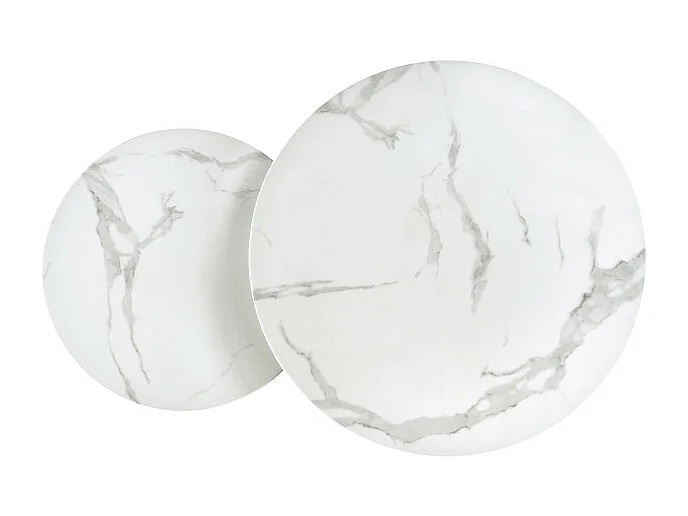 Set di due tavolini rotondi in marmo bianco Rimini