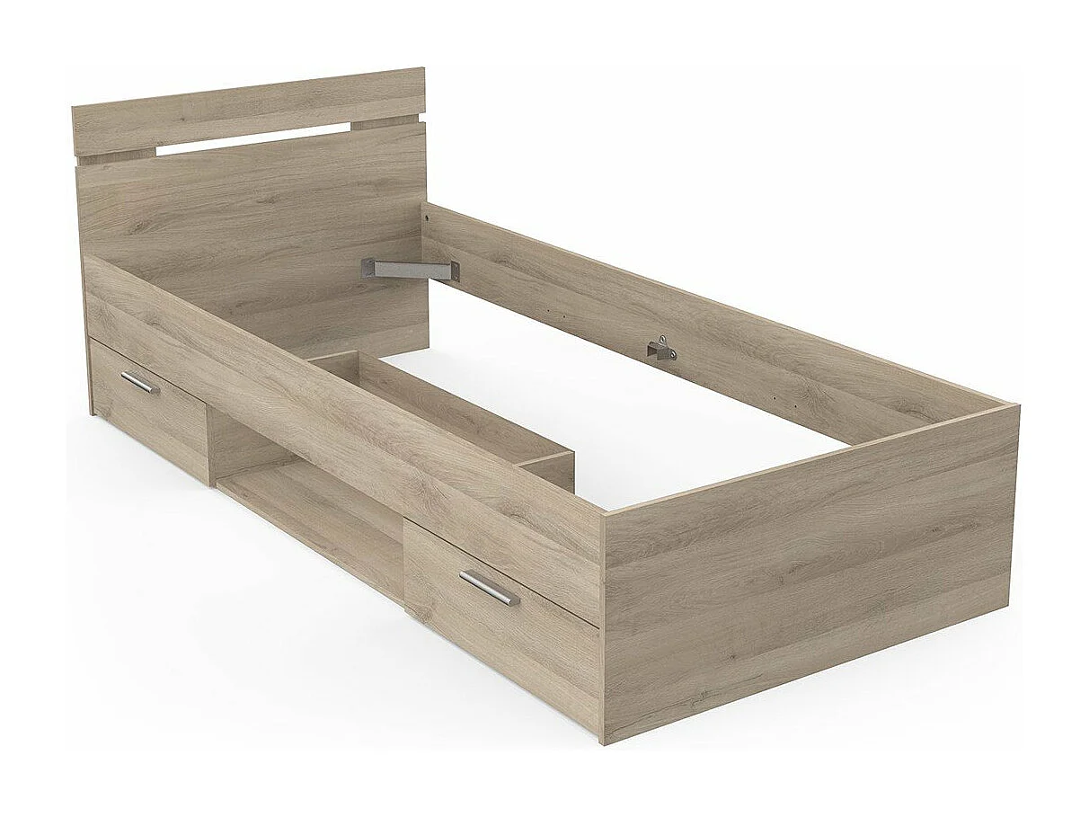 Erwachsenenbett mit 2 Schubladen - MICHIGAN - Eiche - 90 x 200 cm - DEMEYERE