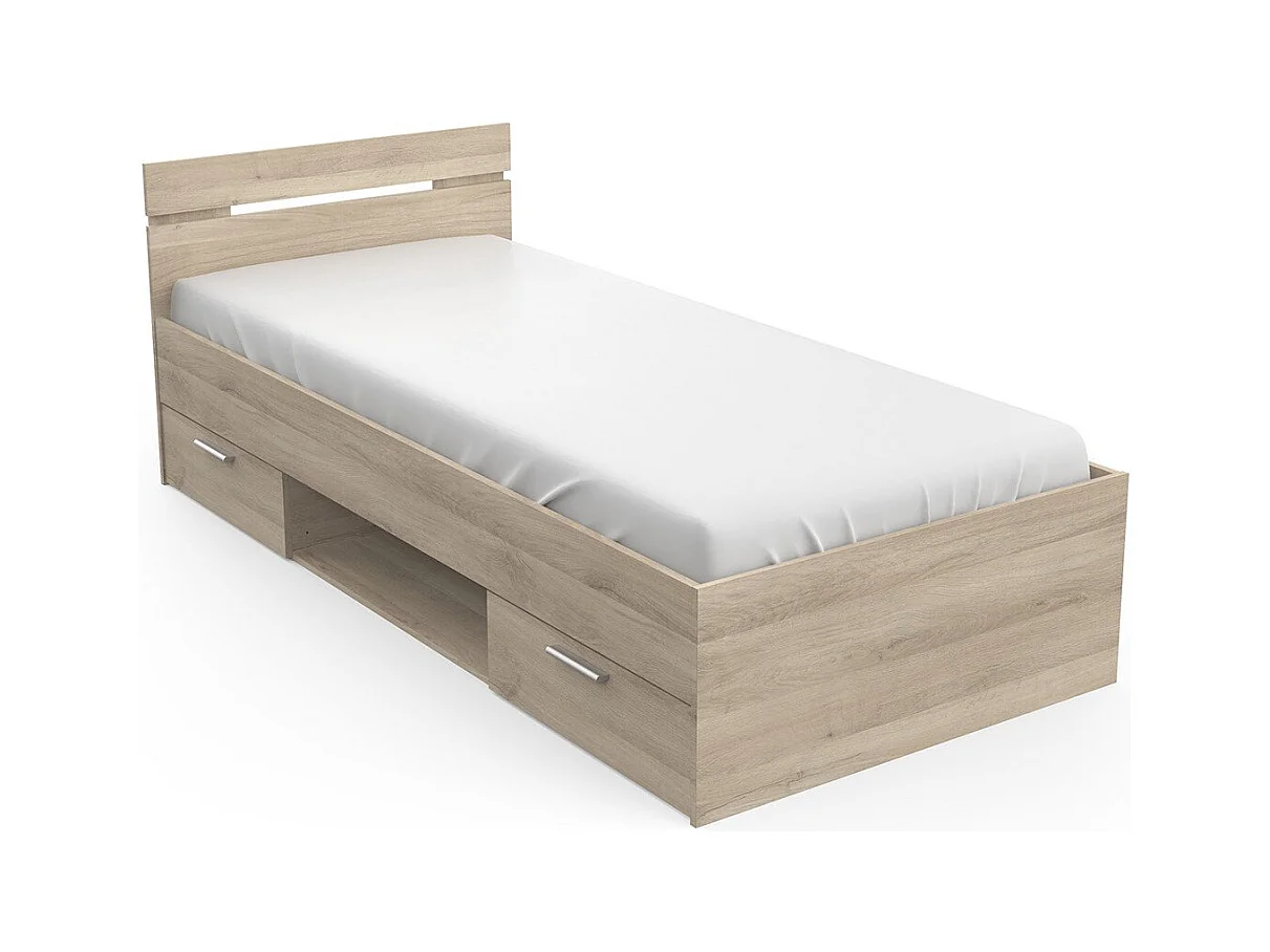 Lit 90X200 cm 2 tiroirs et 1 niche L204,3 cm - MICHIGAN