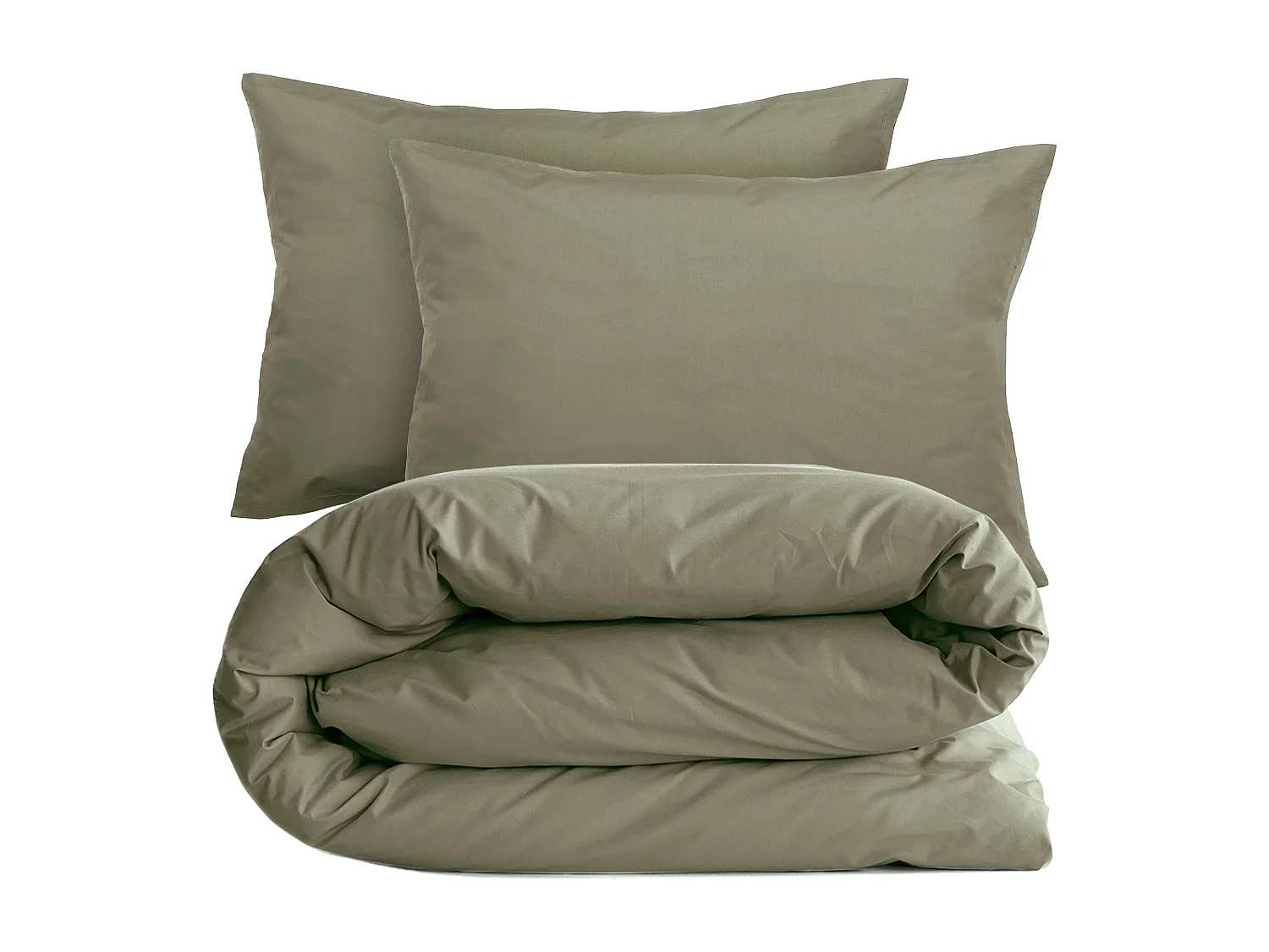 Parure de lit 260x240 cm set 50x70 cm percale MANOIR vert Mousse