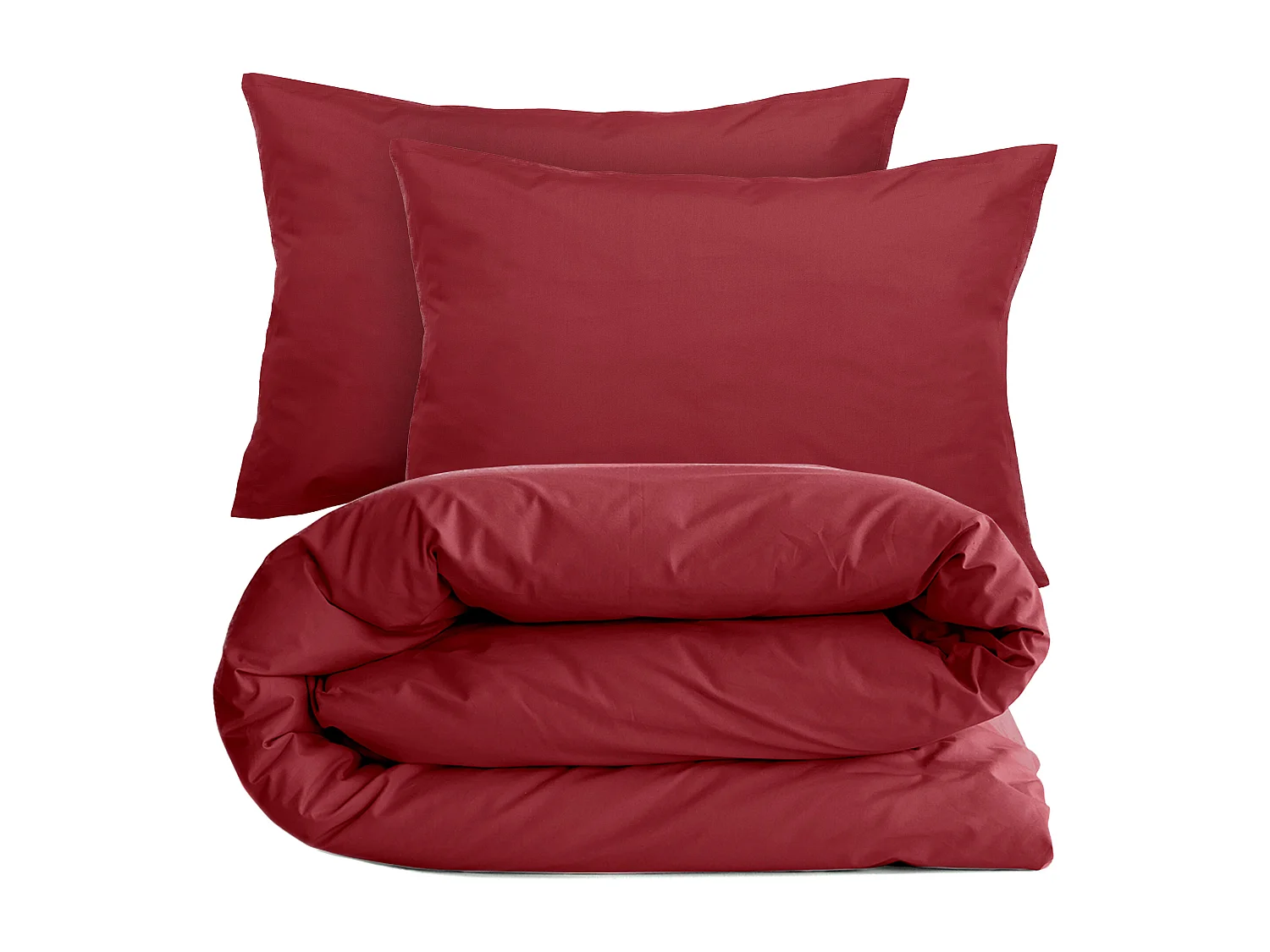 Parure de lit 200x200 cm set 50x70 cm percale MANOIR rouge Carmin