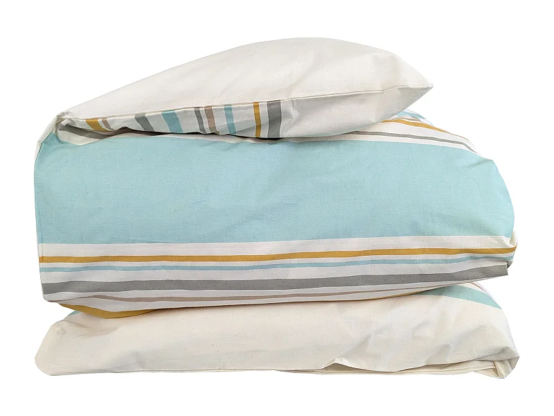 Housse de couette 260x240 cm coton HUGO beige/moutarde