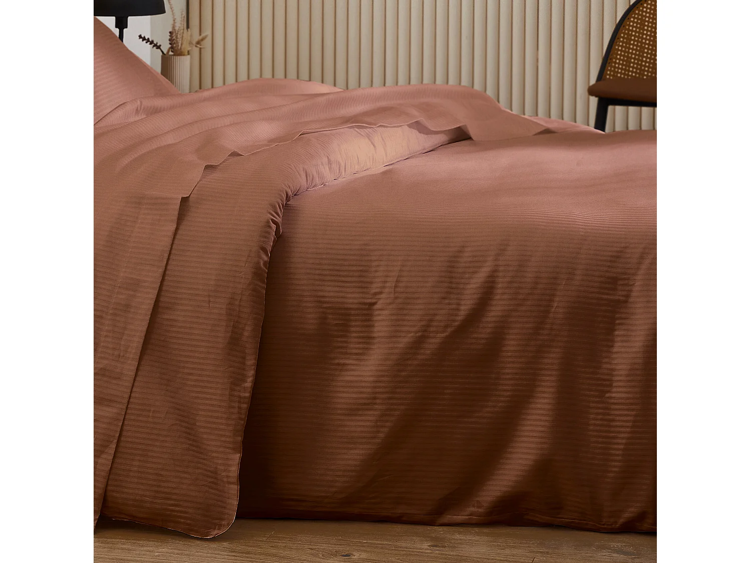 Housse de couette 260x240 cm satin de coton GRAND HÔTEL marron