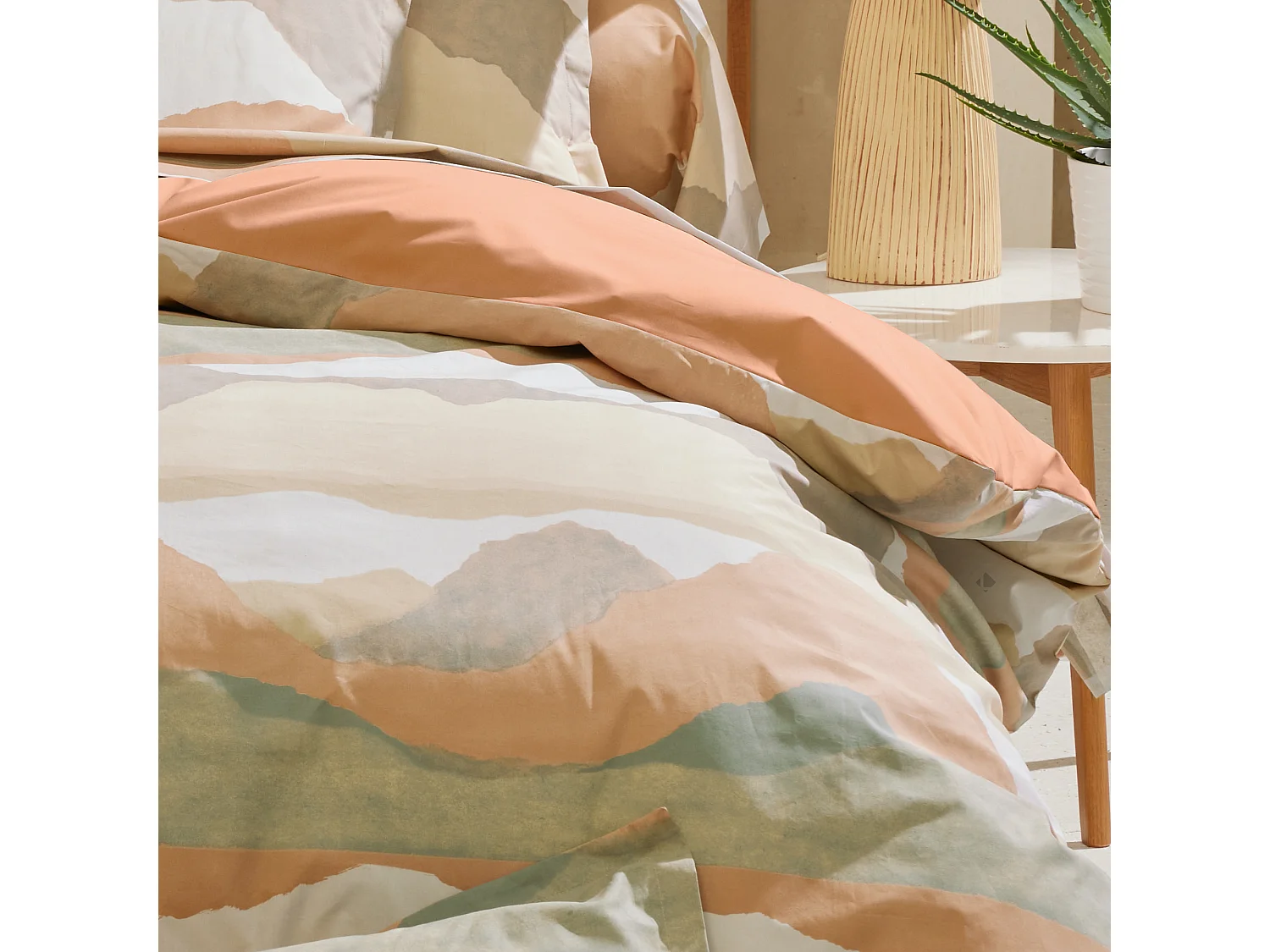 Housse de couette 260x240 cm percale de coton LAND CRAIE multicolore