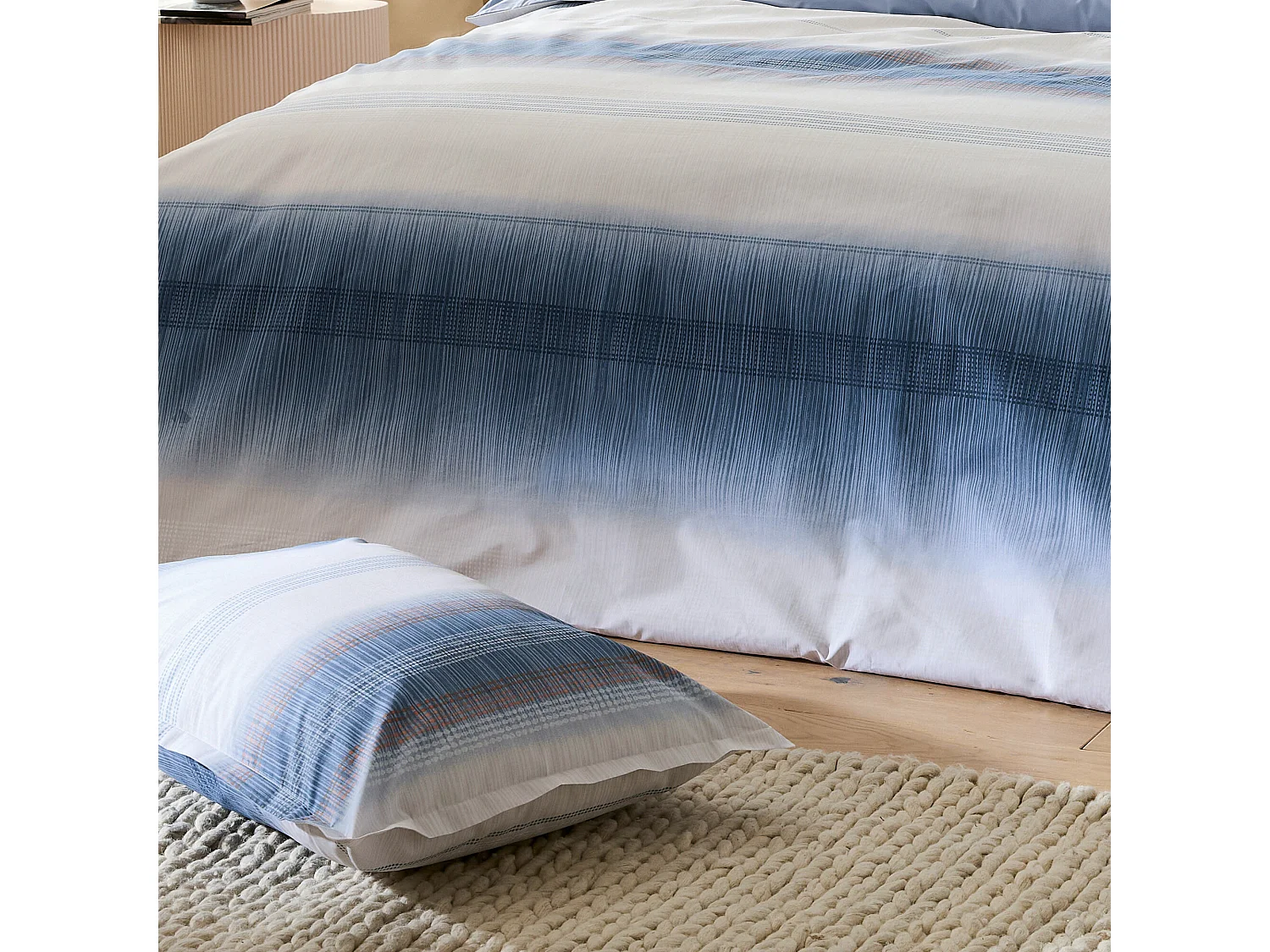 Housse de couette 260x240 cm percale coton ESTEBAN Bleu