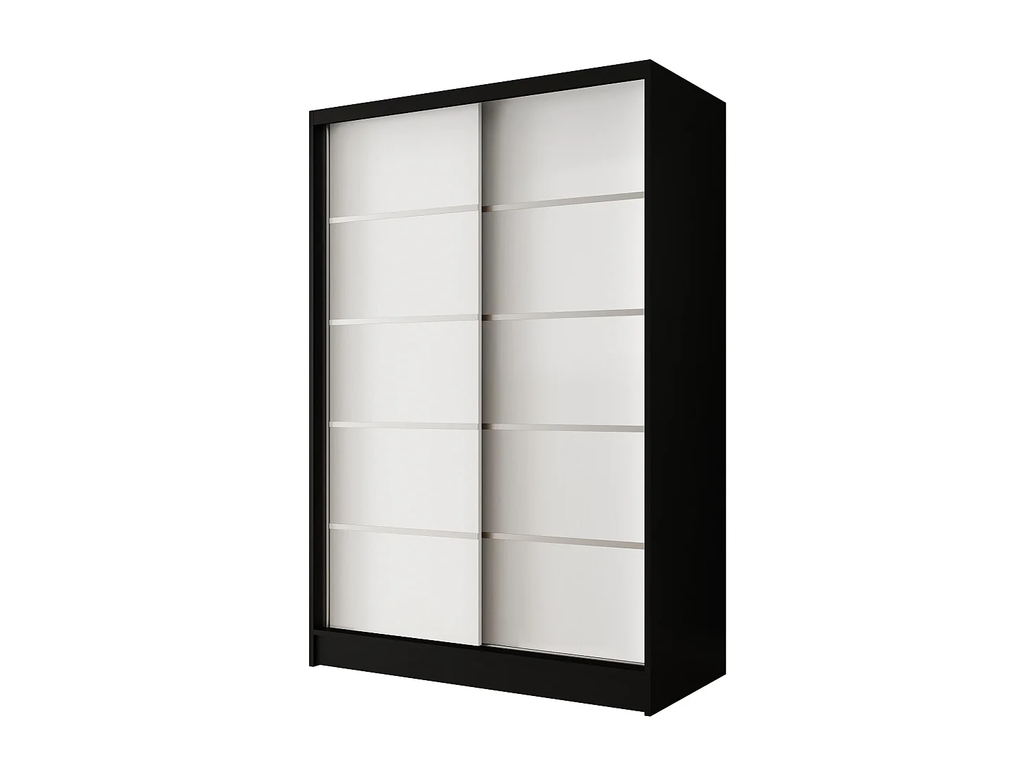 Zweitüriger Schiebeschrank LAUSANNE L4, Regalböden und Kleiderstange (Schwarz/Weiß)