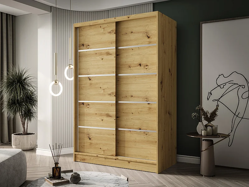 Zweitüriger Schiebeschrank LAUSANNE L4, Regalböden und Kleiderstange (Artisan)