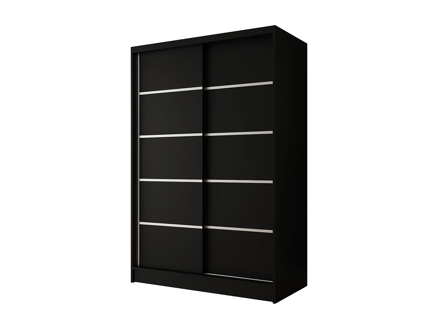 Zweitüriger Schiebeschrank LAUSANNE L4, Regalböden und Kleiderstange (Schwarz)