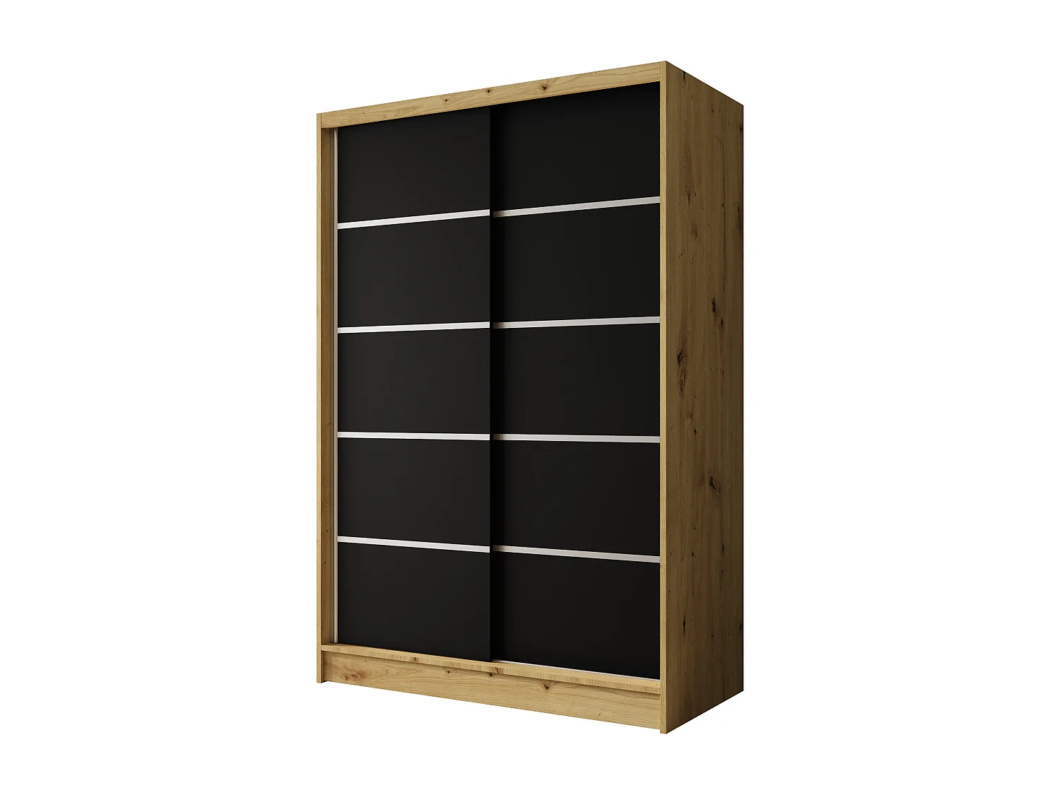 Zweitüriger Schiebeschrank LAUSANNE L4, Regalböden und Kleiderstange (Artisan/Schwarz)