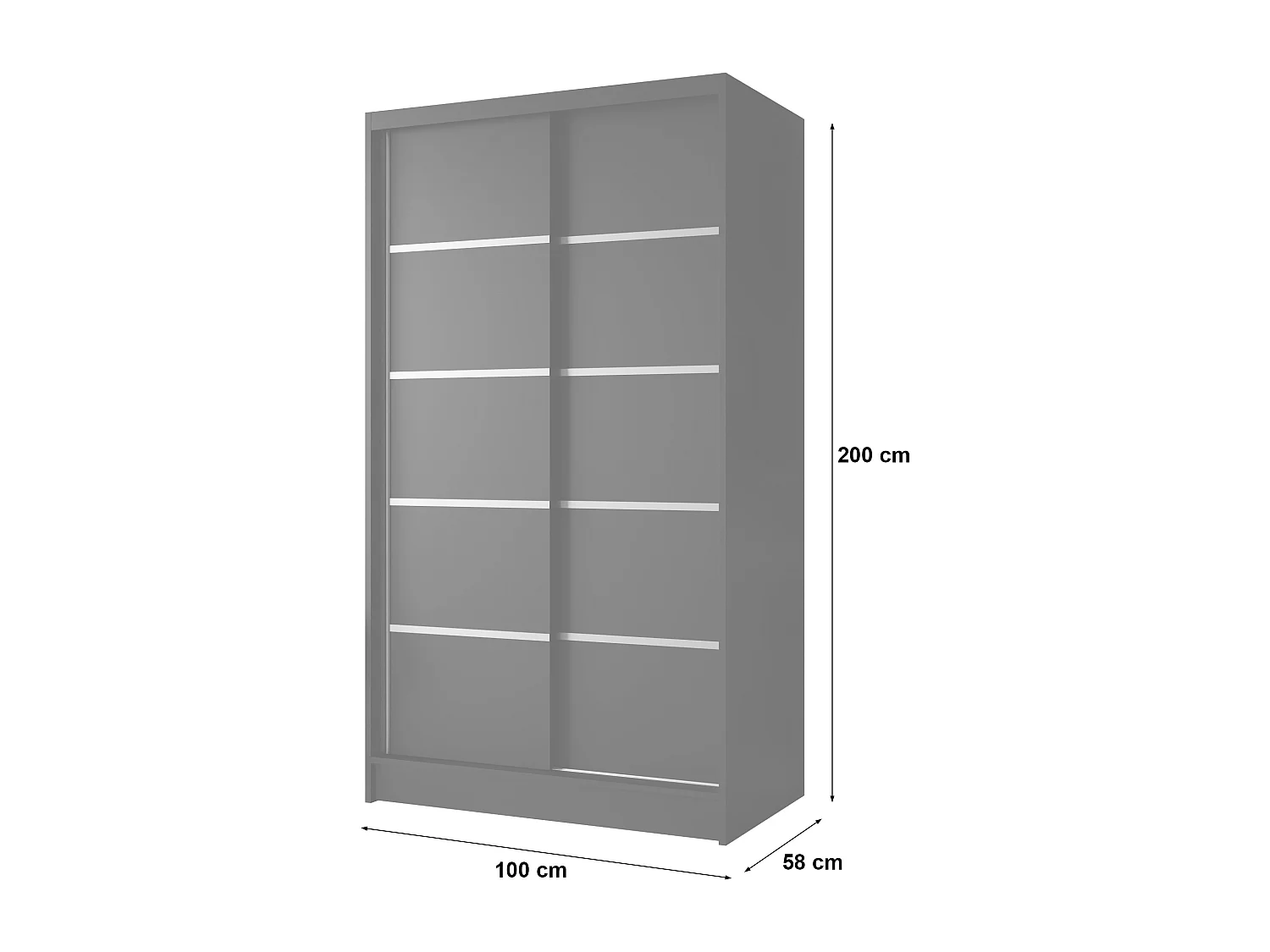 Zweitüriger Schiebeschrank mit Spiegel DETROIT D5, Regalböden und Kleiderstange (Weiß/Schwarz)