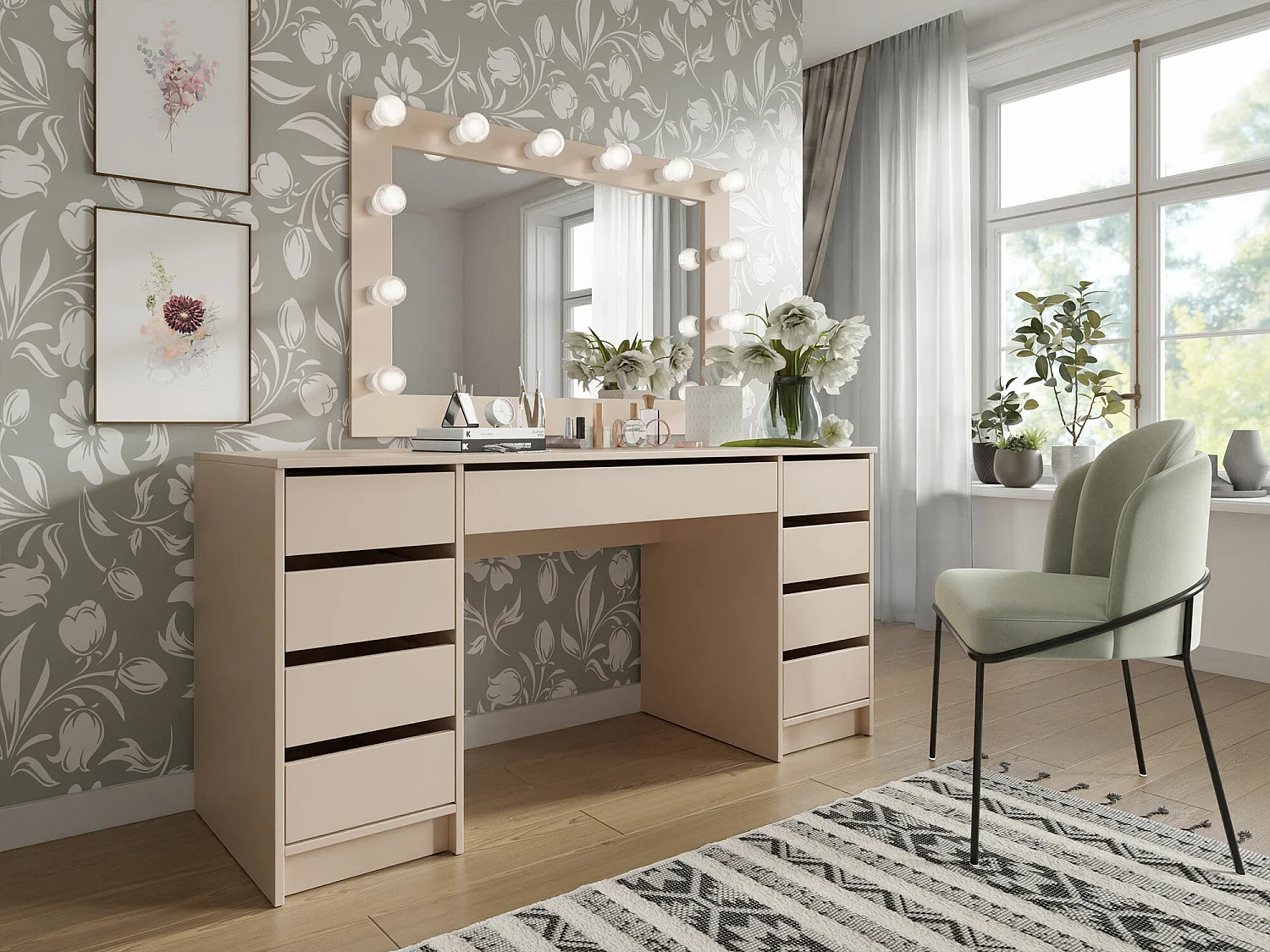 Bureau Comfivo 401, Avec tiroirs, 76x154x55cm, Beige