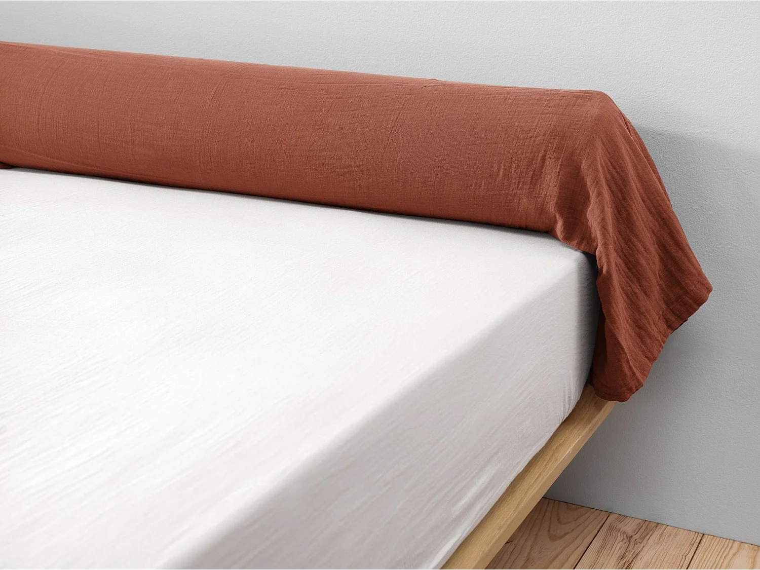 Taie de traversin 85 x 185 cm GAÏA Terracotta