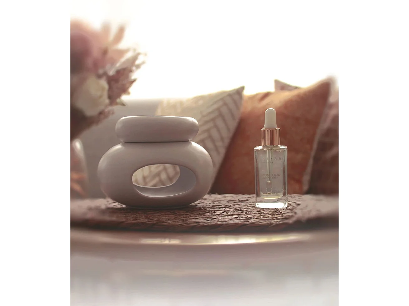 Brûleur céramique Minimal blanc effet pierre