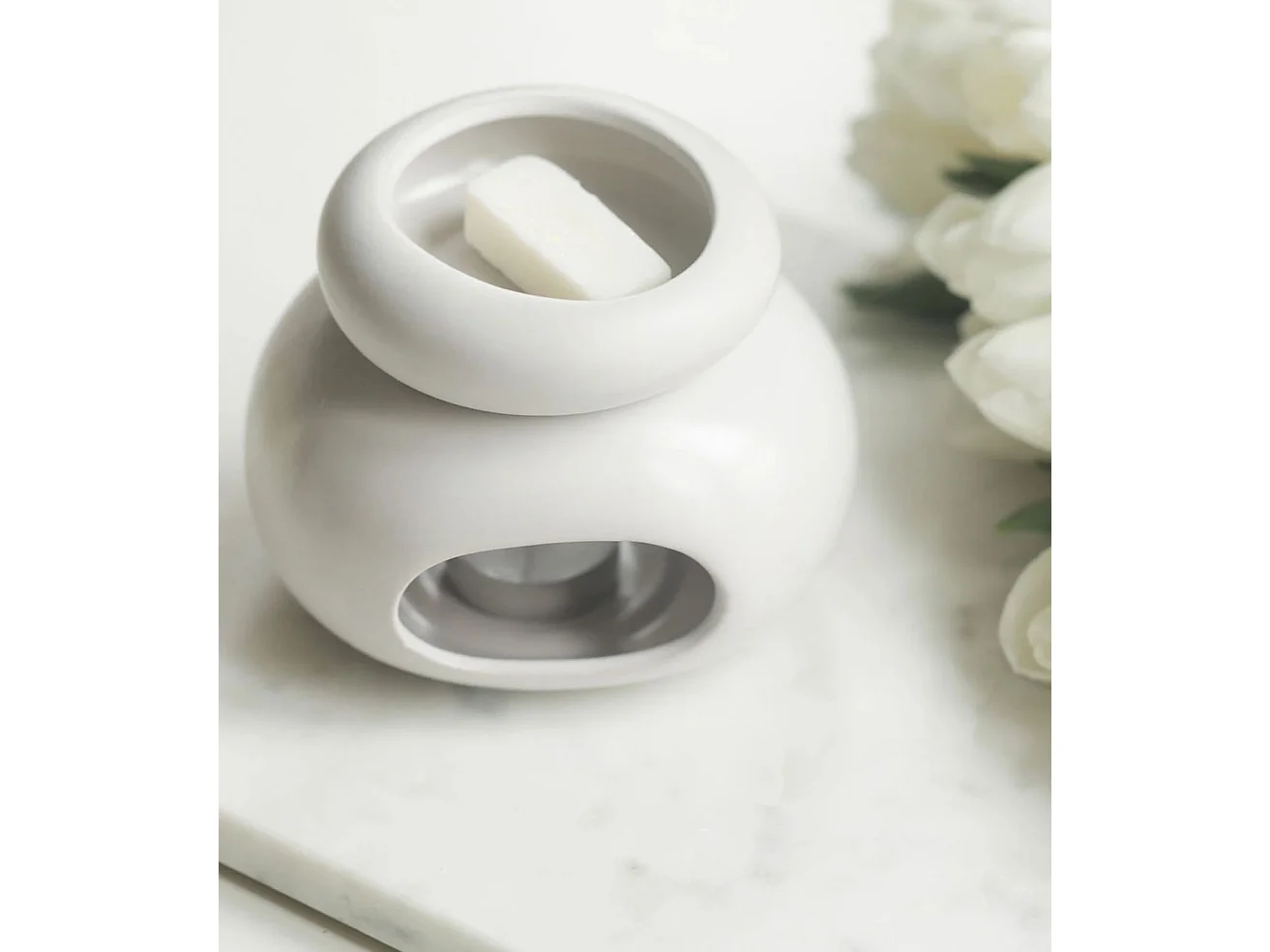 Brûleur céramique Minimal blanc effet pierre