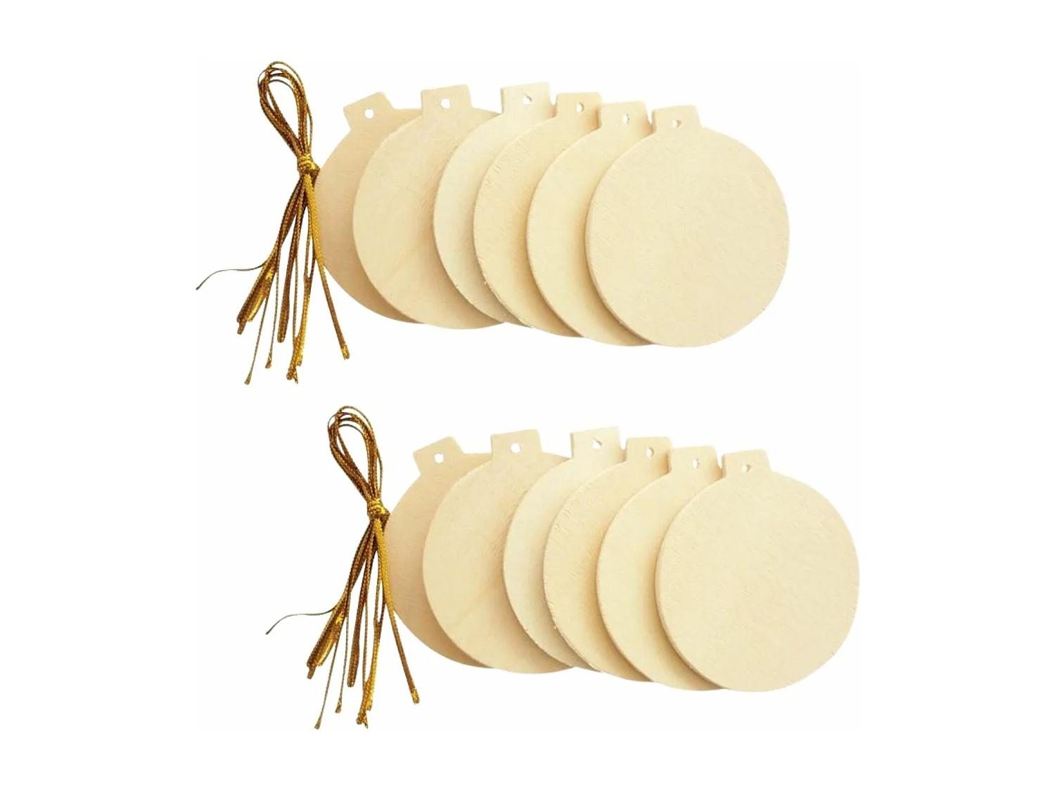 12 platte houten kerstballen om op te hangen 6 cm