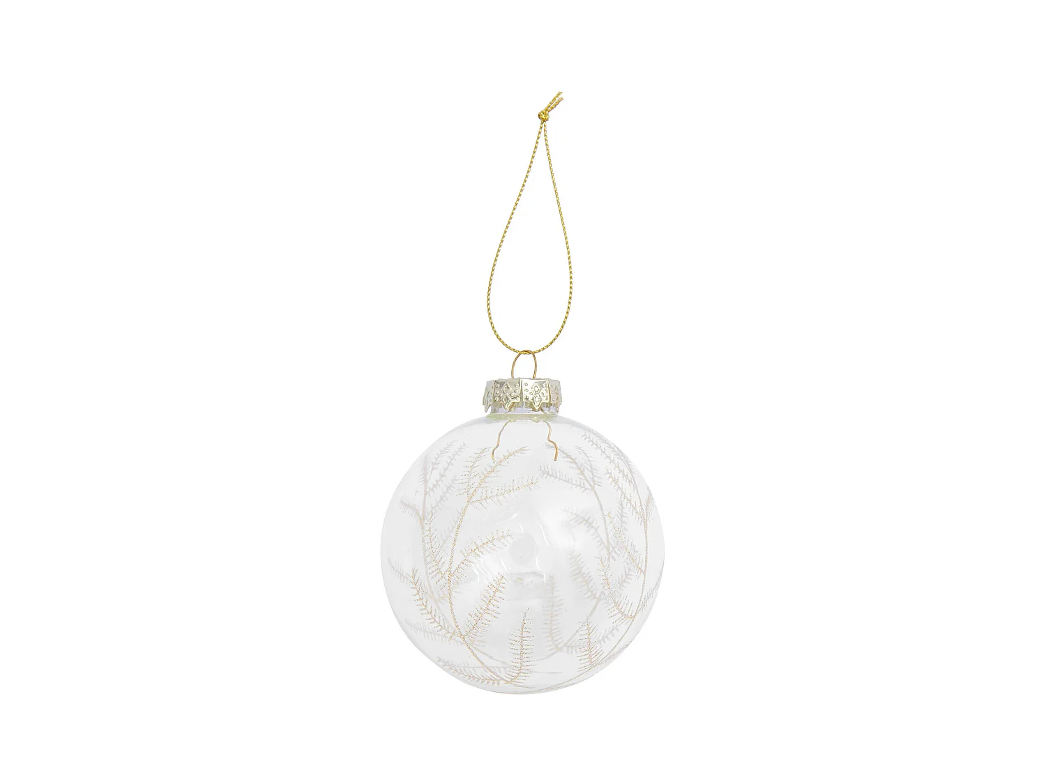 Boule de Noël en verre fougères dorées Ø 8 cm