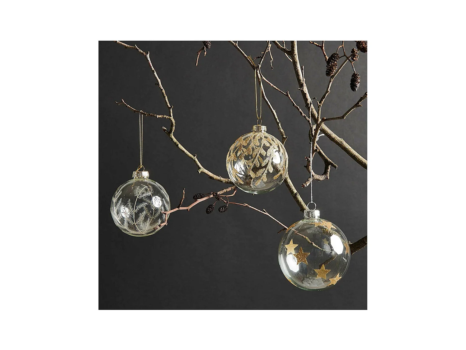 Weihnachtskugel aus Glas Goldfarn Ø 8 cm