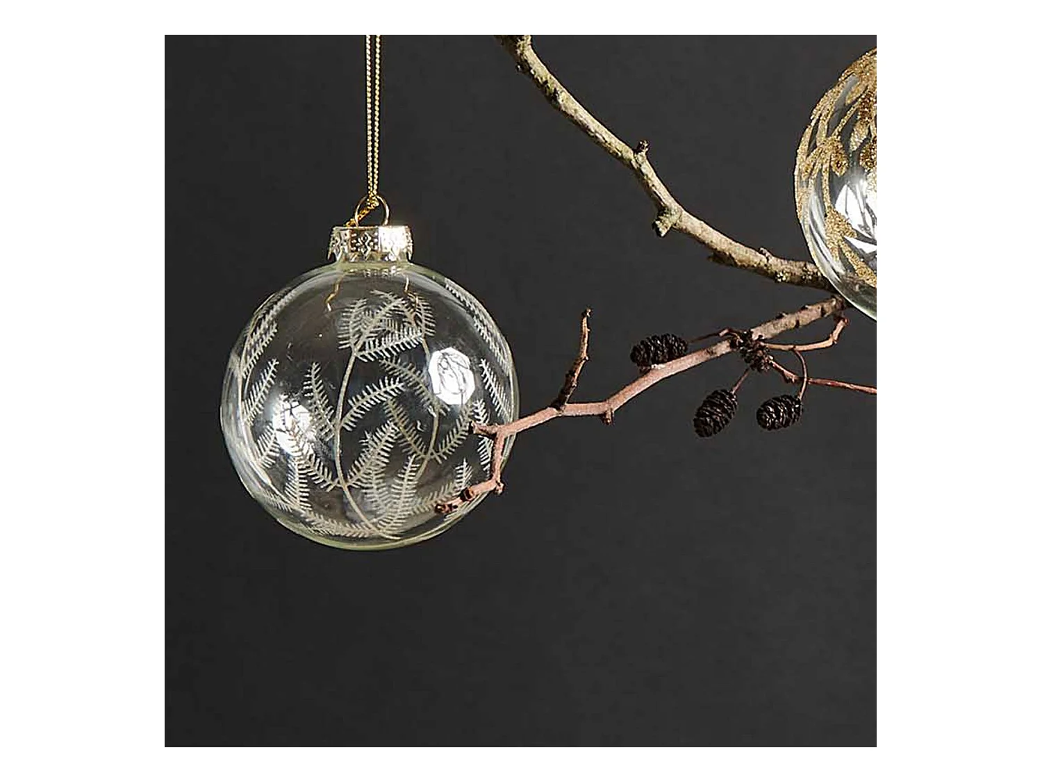 Weihnachtskugel aus Glas Goldfarn Ø 8 cm