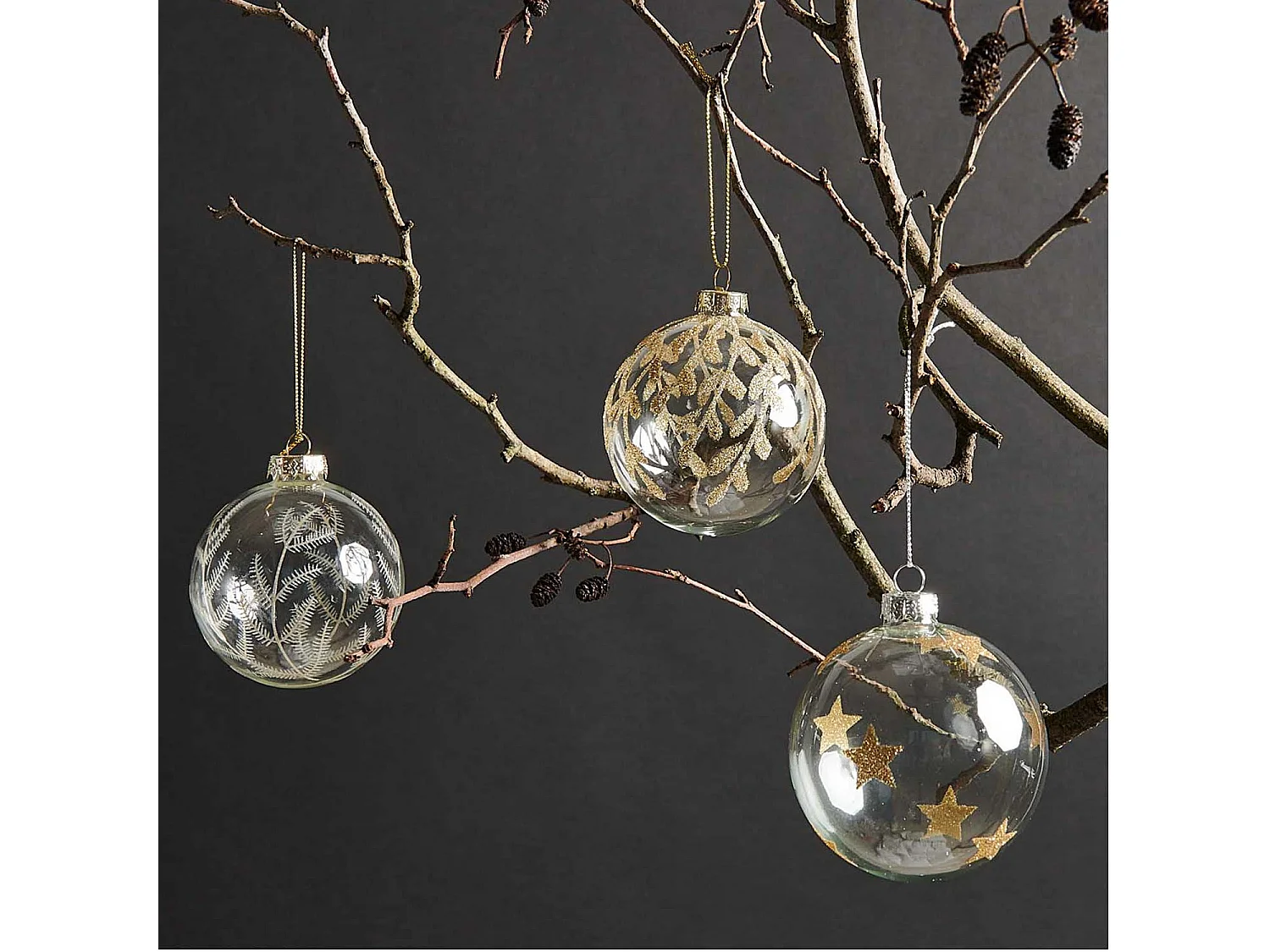 Adorno navideño de cristal follaje dorado Ø 8 cm